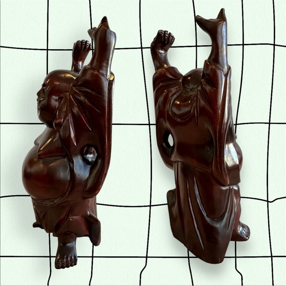 Hand-carved Teak Happy Buddha - Picture 2 of 7